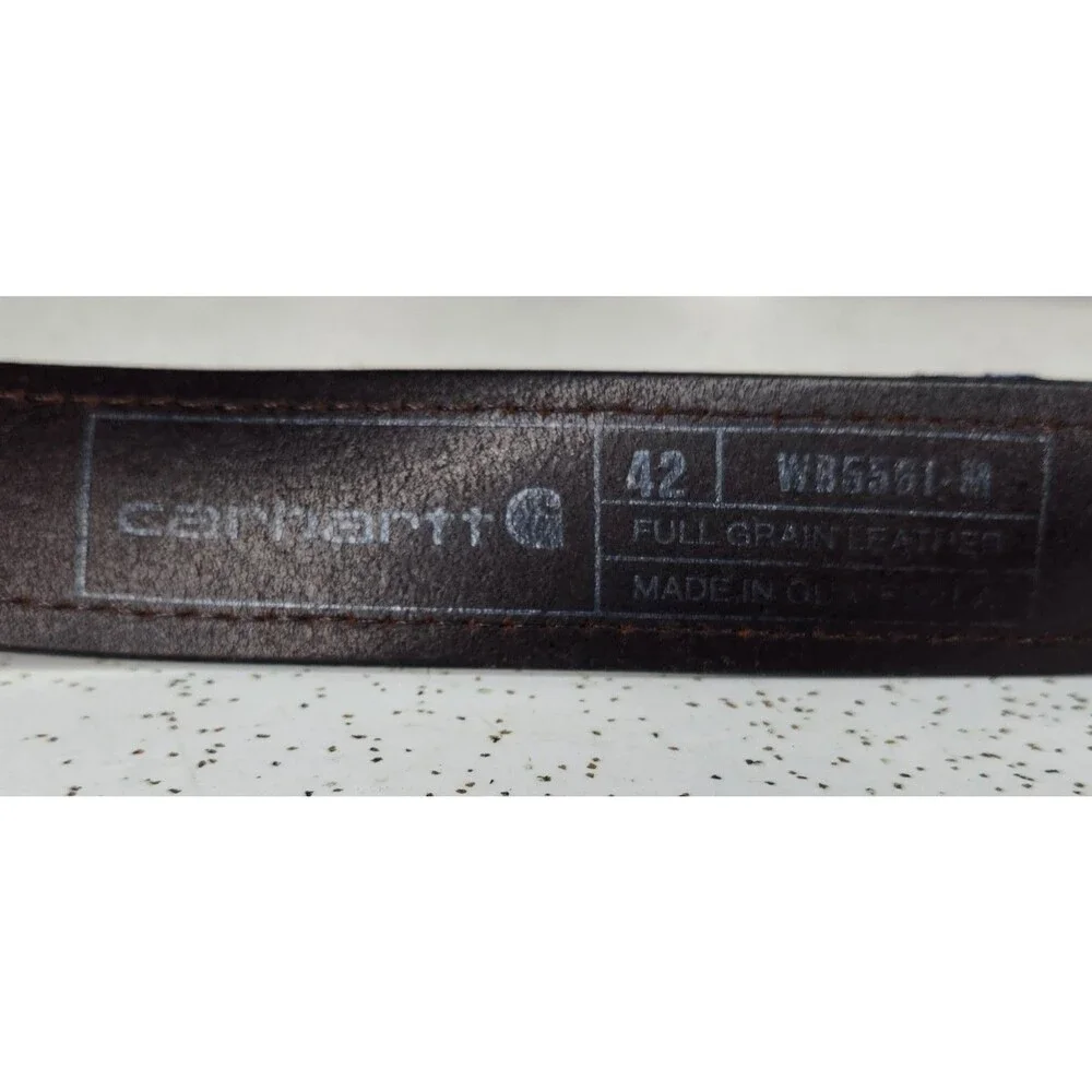 Carhartt Men’s Genuine Cowhide Belt Dark Brown w/Silver Buckle Size 42” WB5561-M